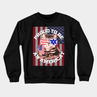 4th Of July Cat American Flag Glasses Crewneck Sweatshirt